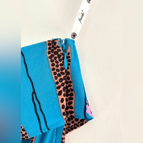 Tracy Reese One Shoulder Silk Dress Blue Leopard Print Cocktail New Years Size 0 - Picture 7 of 10